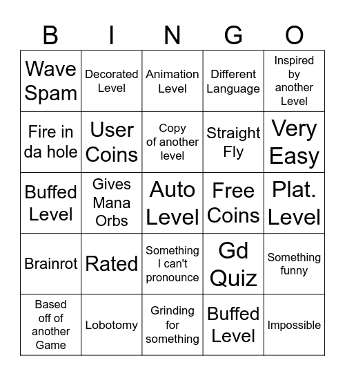 GD bingo Card