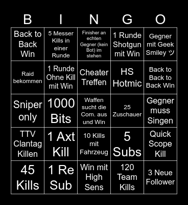 Warzone Bingo Card
