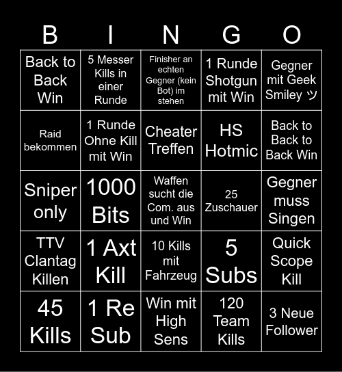 Warzone Bingo Card