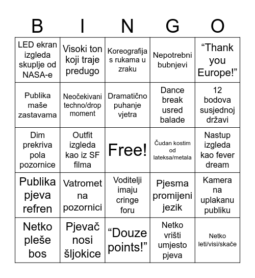 ESC 2026 Bingo Card