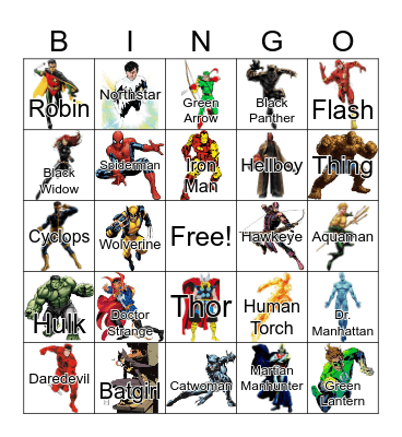 Superhero BINGO Card