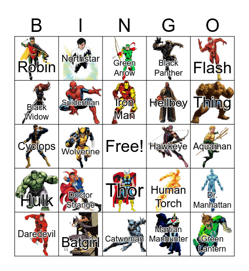 Superhero BINGO Card