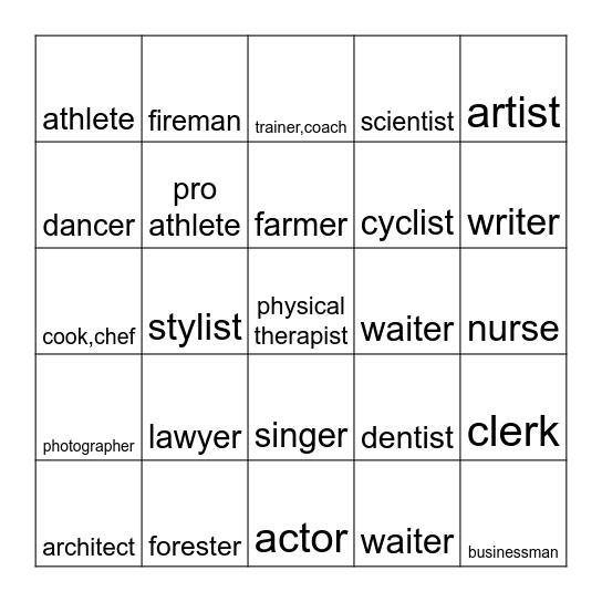 **Sp2 Las Profesiones #1 Bingo Card