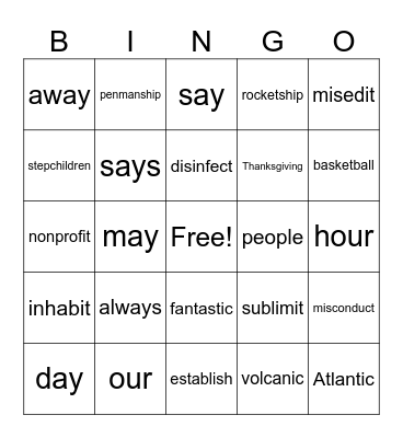3.4 BINGO Card