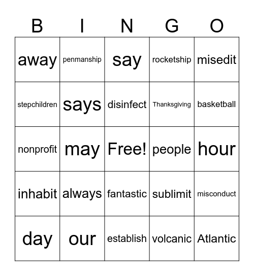 3.4 BINGO Card