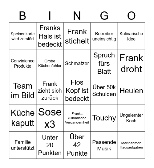 Frank Bingo Card