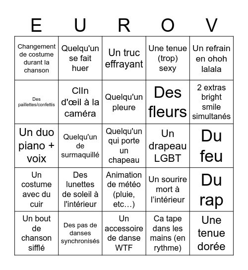 Bingo Eurovision 2026 Bingo Card