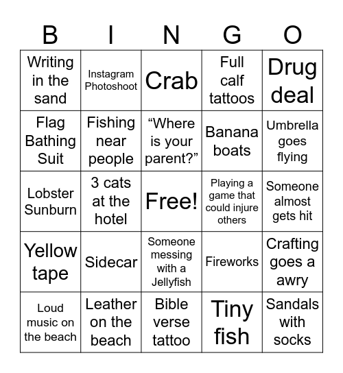 Beach Bingo 2026 Bingo Card