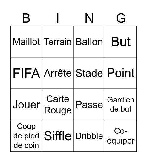 Football Bingo Card