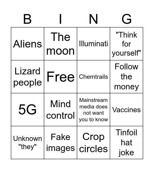 Conspiracy Bingo Card