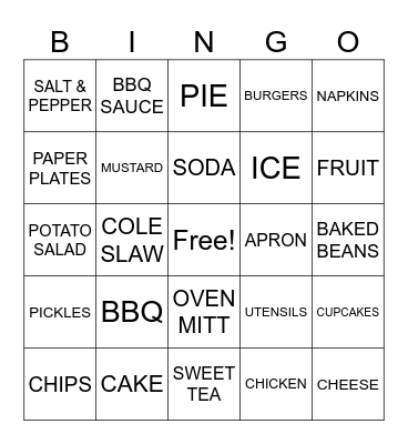 BAR-B-Q BINGO Card