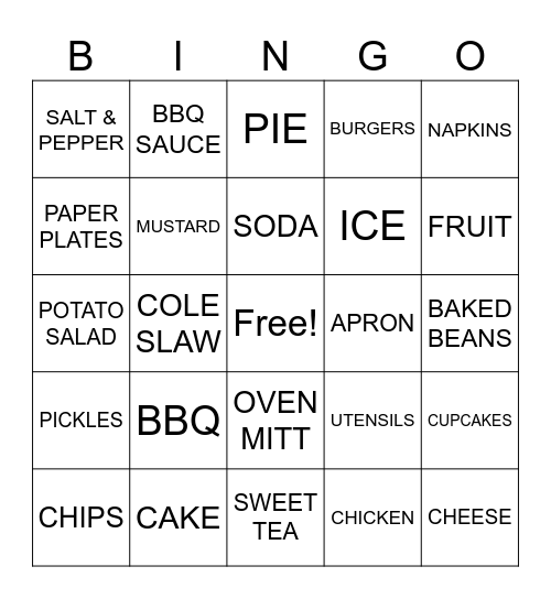 BAR-B-Q BINGO Card