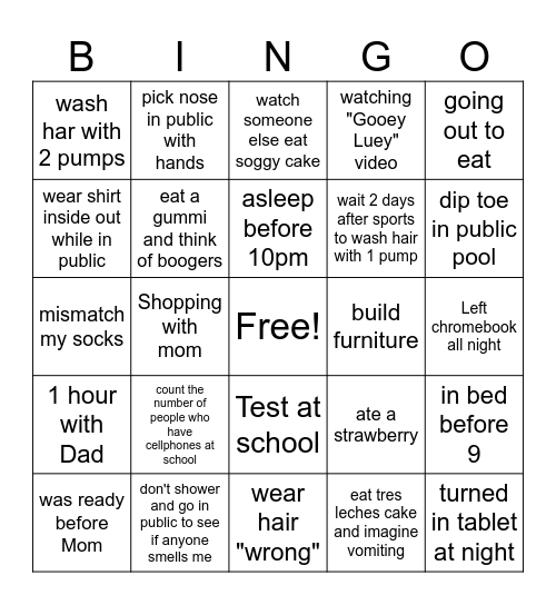cosigrossy Bingo Card