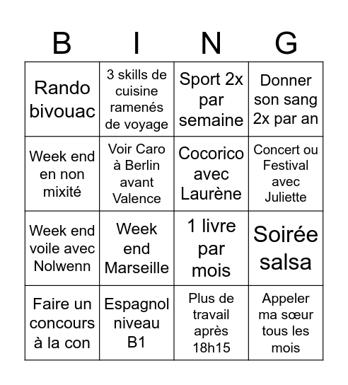 Bingo Gaelle 2026 Bingo Card