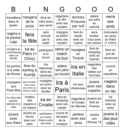 Cherche quelqu'un qui ... Bingo Card