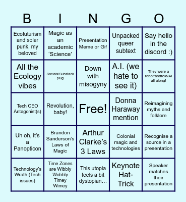 GIFCon 2026 - The Technologies of Fantasy Bingo Card