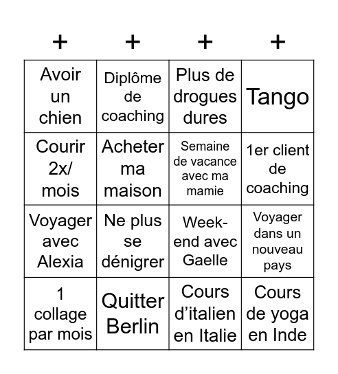 Caro Bingo Card