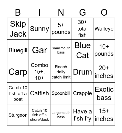 Fish XL Bingo Card