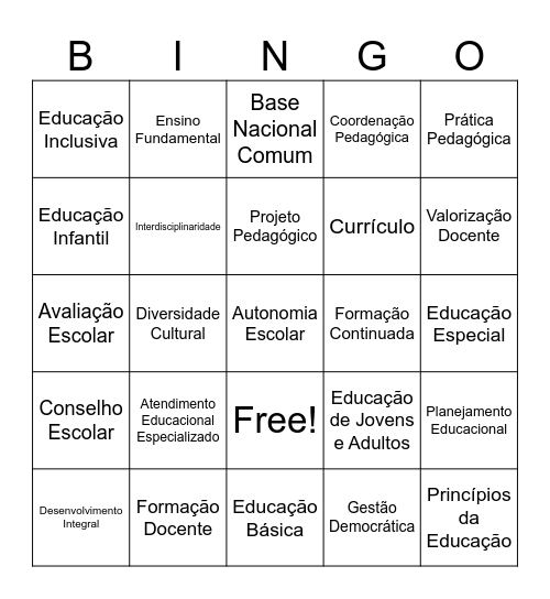 LDB 9394/96 Bingo Card
