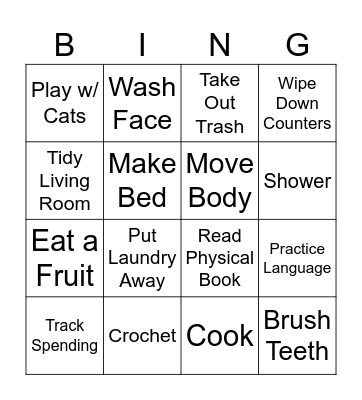 Daily Tasks Bingo Card