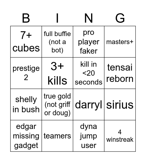 brawlstars bingo Card