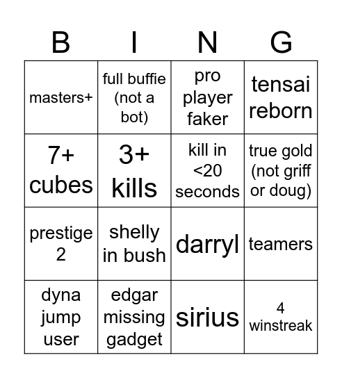 brawlstars bingo Card