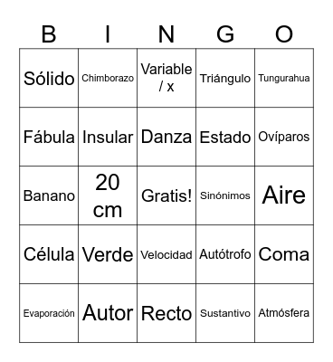 Bingo académico Bingo Card