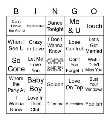 Y2K R3 Bingo Card