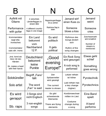 ESC 2026 Bingo Card