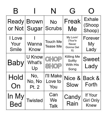 Luv Tha 90's R4 Bingo Card