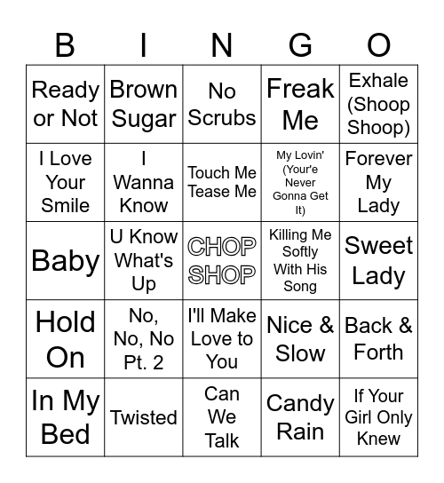 Luv Tha 90's R4 Bingo Card
