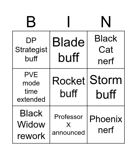 season 8 Bingo Card