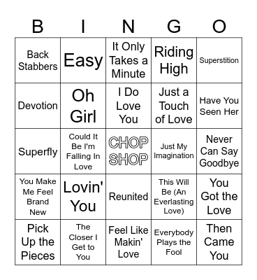 70's Grooves R5 Bingo Card