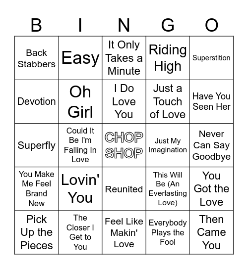 70's Grooves R5 Bingo Card