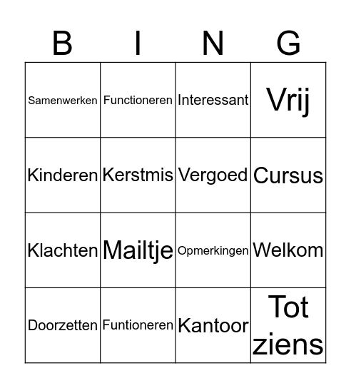 Functioneringsgesprek Bingo Card