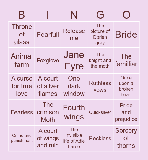 TBR Bingo Card