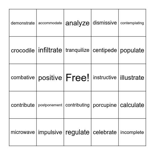 3 & 4 Syllable - VCe #2 Bingo Card