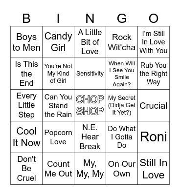 New Edition R9 Bingo Card