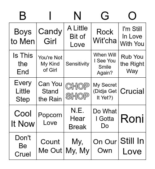 New Edition R9 Bingo Card