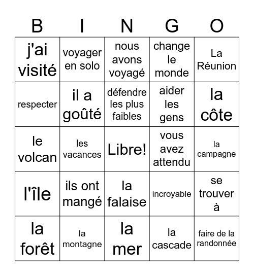 On parti en voyage (Reps2_2.1) Bingo Card