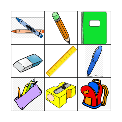 School objects Bingo Card