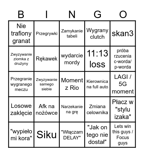 BINGO CS'owe Bingo Card