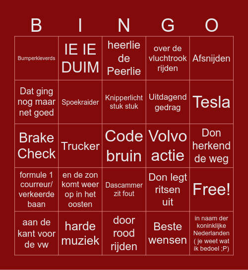 en de winnaar is.... (Peugeot of Honda) Bingo Card