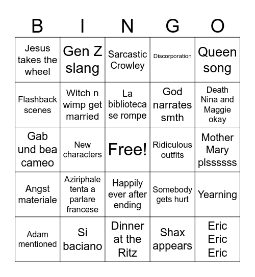 Good omens season 3 Bingo Card