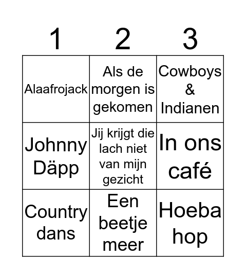 Muziekbingo Card