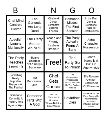 Western Expedition Bingo Card