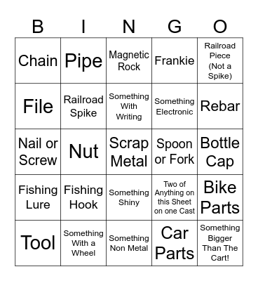 Magnet Fishing Bingo Card