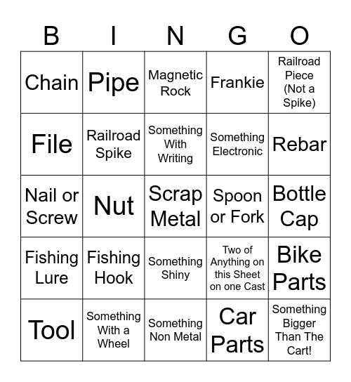 Magnet Fishing Bingo Card