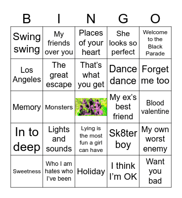 Pop punk 🎸 (i think ) Bingo Card