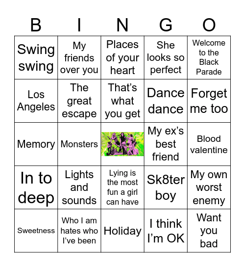 Pop punk 🎸 (i think ) Bingo Card